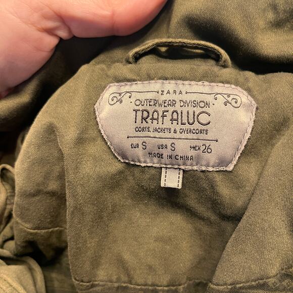 Zara Olive Green Parka Utility Jacket Small - Picture 3 of 6
